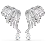Vienna clip earrings Mixed cuts, Swan, White, Rhodium plated