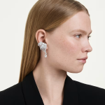 Vienna clip earrings Mixed cuts, Swan, White, Rhodium plated