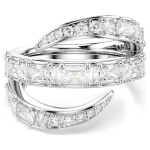 Vienna ring Mixed cuts, Swan, White, Rhodium plated