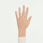 Vienna ring Mixed cuts, Swan, White, Rhodium plated