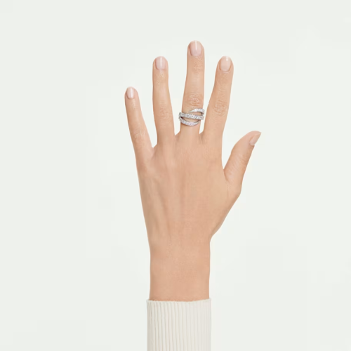 Vienna ring Mixed cuts, Swan, White, Rhodium plated