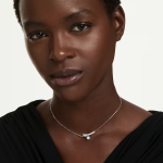Matrix necklace Round cut, White, Rhodium plated