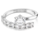 Matrix open ring Round cut, White, Rhodium plated