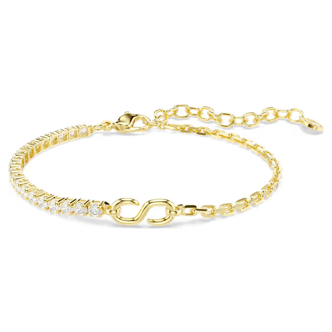 Matrix bracelet Round cut, White, 18K gold finish