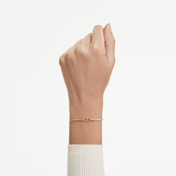 Matrix bracelet Round cut, White, 18K gold finish