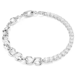 Matrix bracelet Round cut, White, Rhodium plated