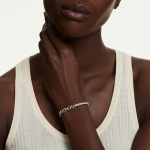 Matrix bracelet Round cut, White, Rhodium plated