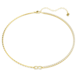 Matrix necklace Round cut, White, 18K gold finish