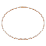 Matrix Tennis necklace Round cut, White, 18K rose gold finish