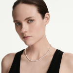 Matrix Tennis necklace Round cut, White, 18K rose gold finish