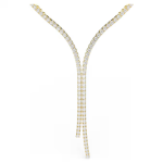 Matrix Y necklace Round cut, White, 18K gold finish