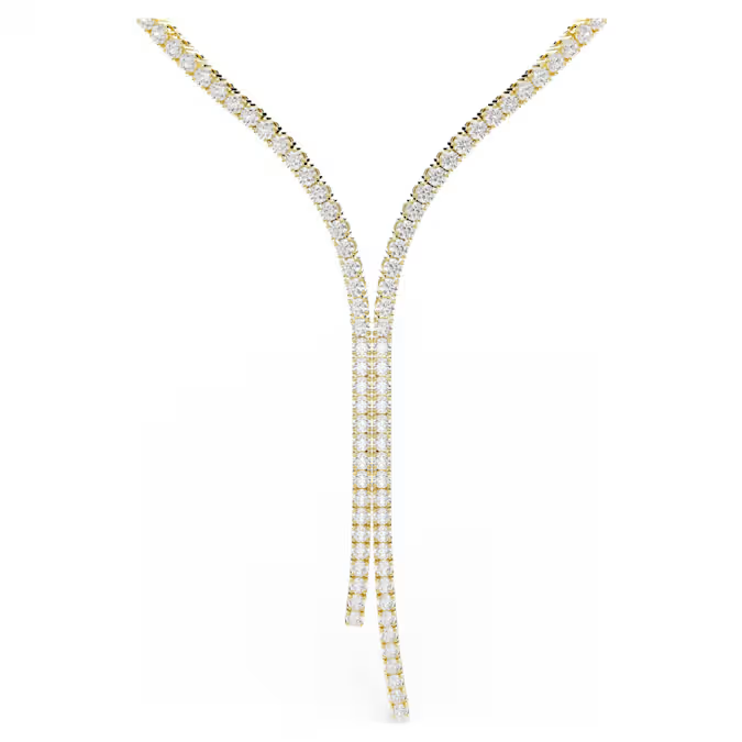 Matrix Y necklace Round cut, White, 18K gold finish