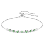 Matrix bracelet Round cut, Green, Rhodium plated