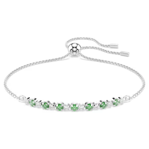 Matrix bracelet Round cut, Green, Rhodium plated