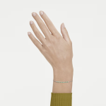 Matrix bracelet Round cut, Green, Rhodium plated