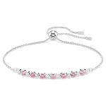 Matrix bracelet Round cut, Pink, Rhodium plated