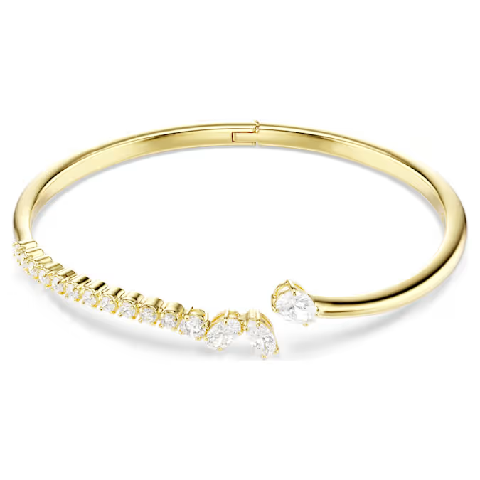 Mesmera bangle Mixed cuts, White, 18K gold finish