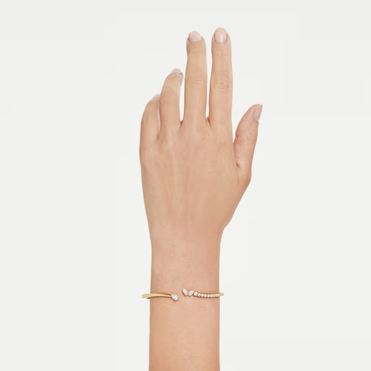 Mesmera bangle Mixed cuts, White, 18K gold finish