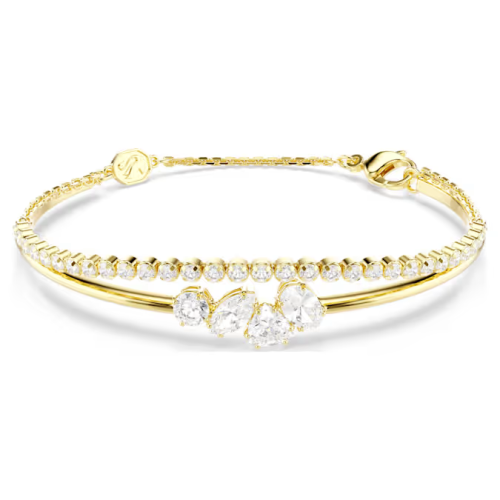 Mesmera bracelet Mixed cuts, White, 18K gold finish