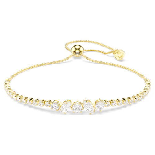 Mesmera bracelet Mixed cuts, White, 18K gold finish