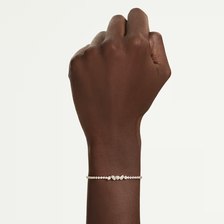 Mesmera bracelet Mixed cuts, White, 18K gold finish