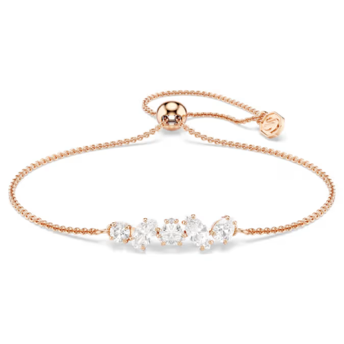 Mesmera bracelet Mixed cuts, White, 18K rose gold finish