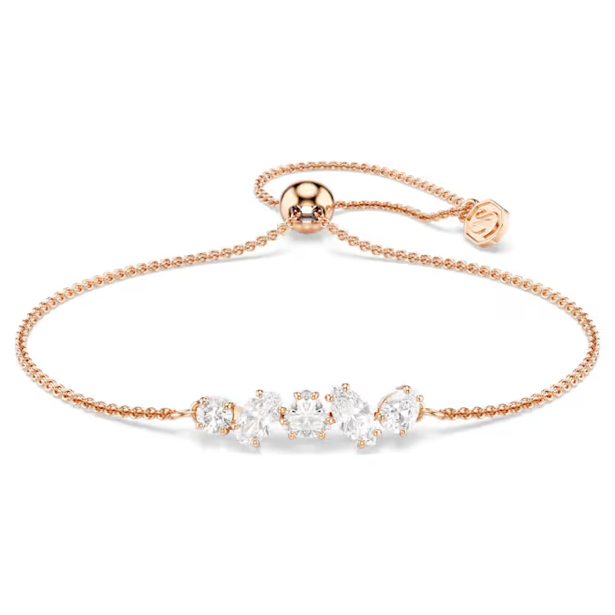Mesmera bracelet Mixed cuts, White, 18K rose gold finish