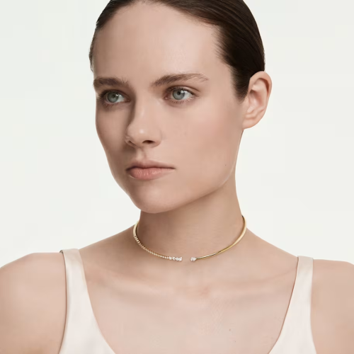Mesmera choker Mixed cuts, White, 18K gold finish