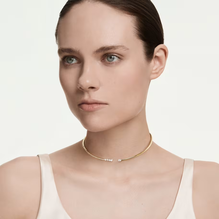 Mesmera choker Mixed cuts, White, 18K gold finish