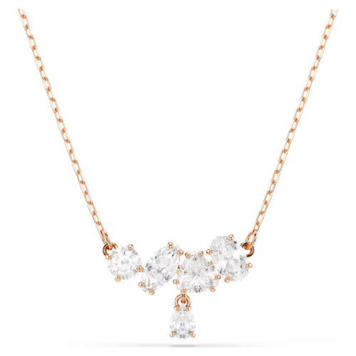 Mesmera necklace Mixed cuts, White, 18K rose gold finish