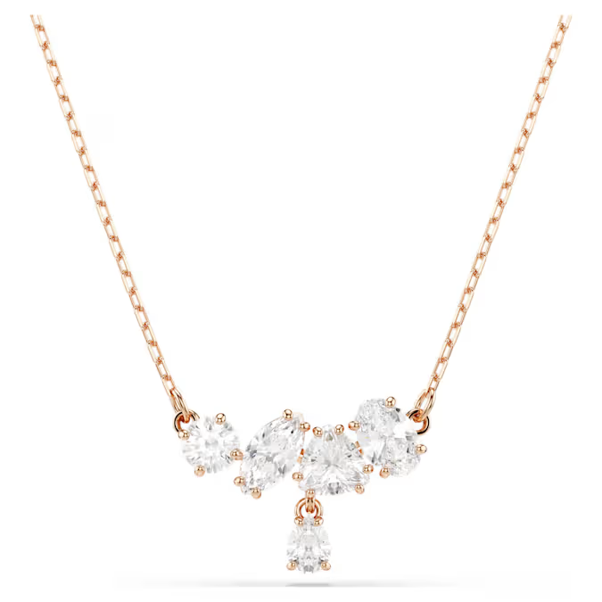 Mesmera necklace Mixed cuts, White, 18K rose gold finish