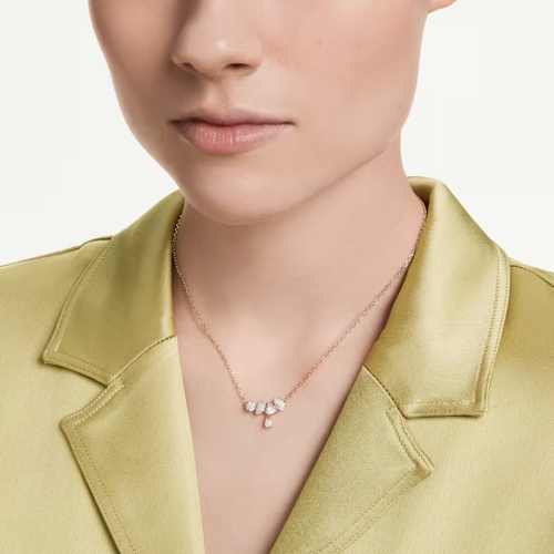 Mesmera necklace Mixed cuts, White, 18K rose gold finish