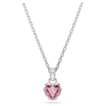 Chroma pendant Mixed cuts, Pink, Rhodium plated