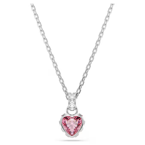 Chroma pendant Mixed cuts, Pink, Rhodium plated