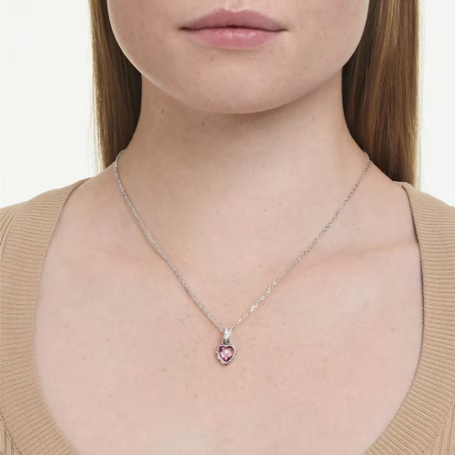 Chroma pendant Mixed cuts, Pink, Rhodium plated