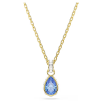 Chroma pendant Pear cut, Blue, 18K gold finish