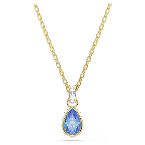 Chroma pendant Pear cut, Blue, 18K gold finish