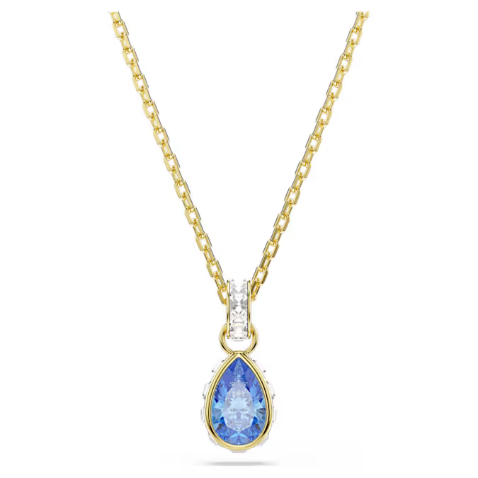 Chroma pendant Pear cut, Blue, 18K gold finish
