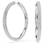 Dextera hoop earrings Round cut, White, Rhodium plated