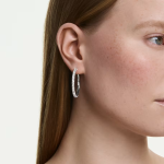 Dextera hoop earrings Round cut, White, Rhodium plated