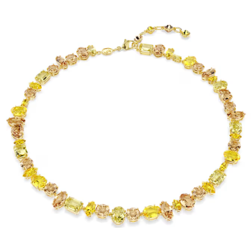 Gema necklace Mixed cuts, Yellow, 18K gold finish
