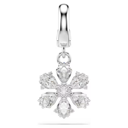 Idyllia charm Mixed cuts, Snowflake, White, Rhodium plated