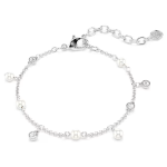 Imber bracelet Crystal pearl, Round cut, White, Rhodium plated