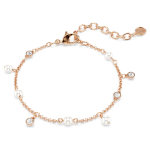 Imber bracelet Crystal pearl, Round cut, White, 18K rose gold finish