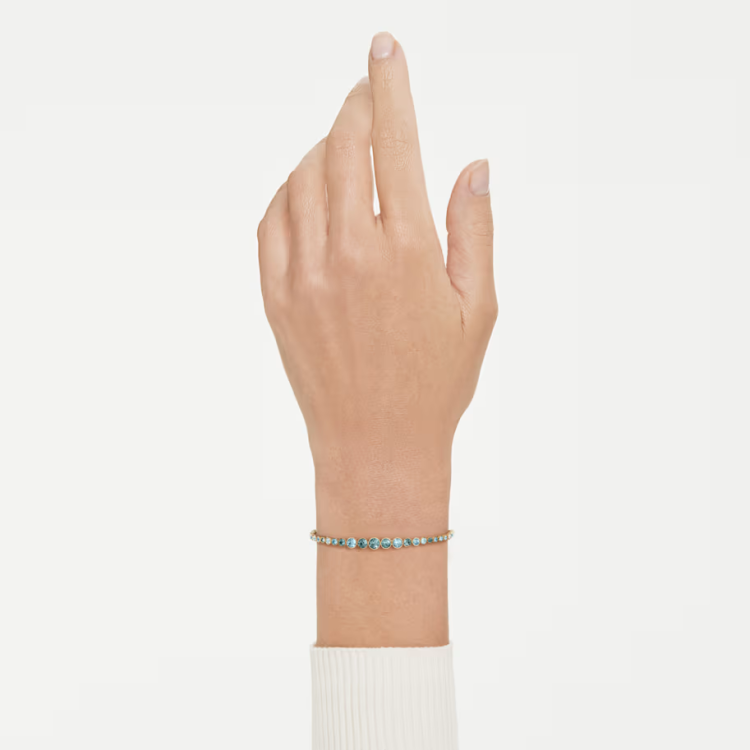 Imber bracelet Round cut, Blue, 18K gold finish