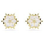 Magic stud earrings Mixed cuts, Snowflake, White, 18K gold finish