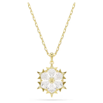 Magic pendant Mixed cuts, Snowflake, White, 18K gold finish