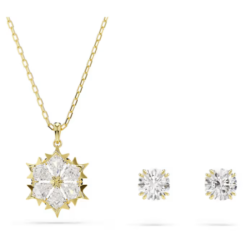 Magic set Set (2), Mixed cuts, Snowflake, White, 18K gold finish