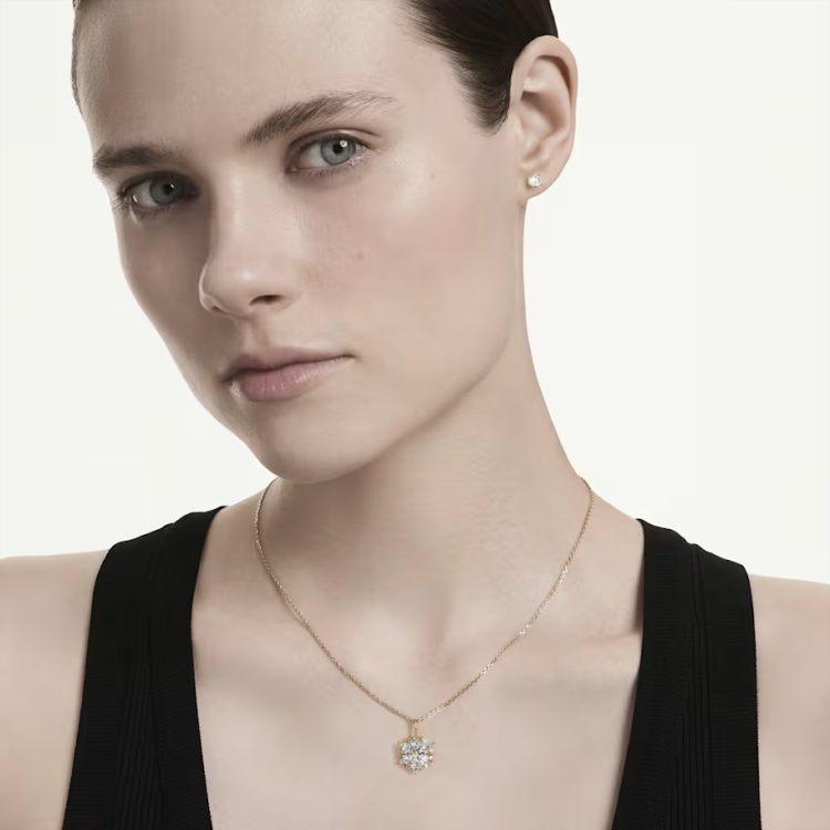 Magic set Set (2), Mixed cuts, Snowflake, White, 18K gold finish