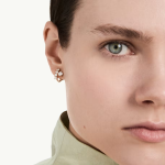 Matrix clip earrings Round cut, White, 18K rose gold finish